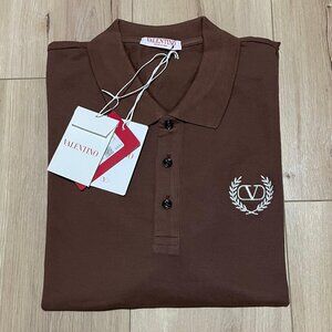 NWT XL VALENTINO MEN`S BROWN CASUAL COTTON POLO T-SHIRT
